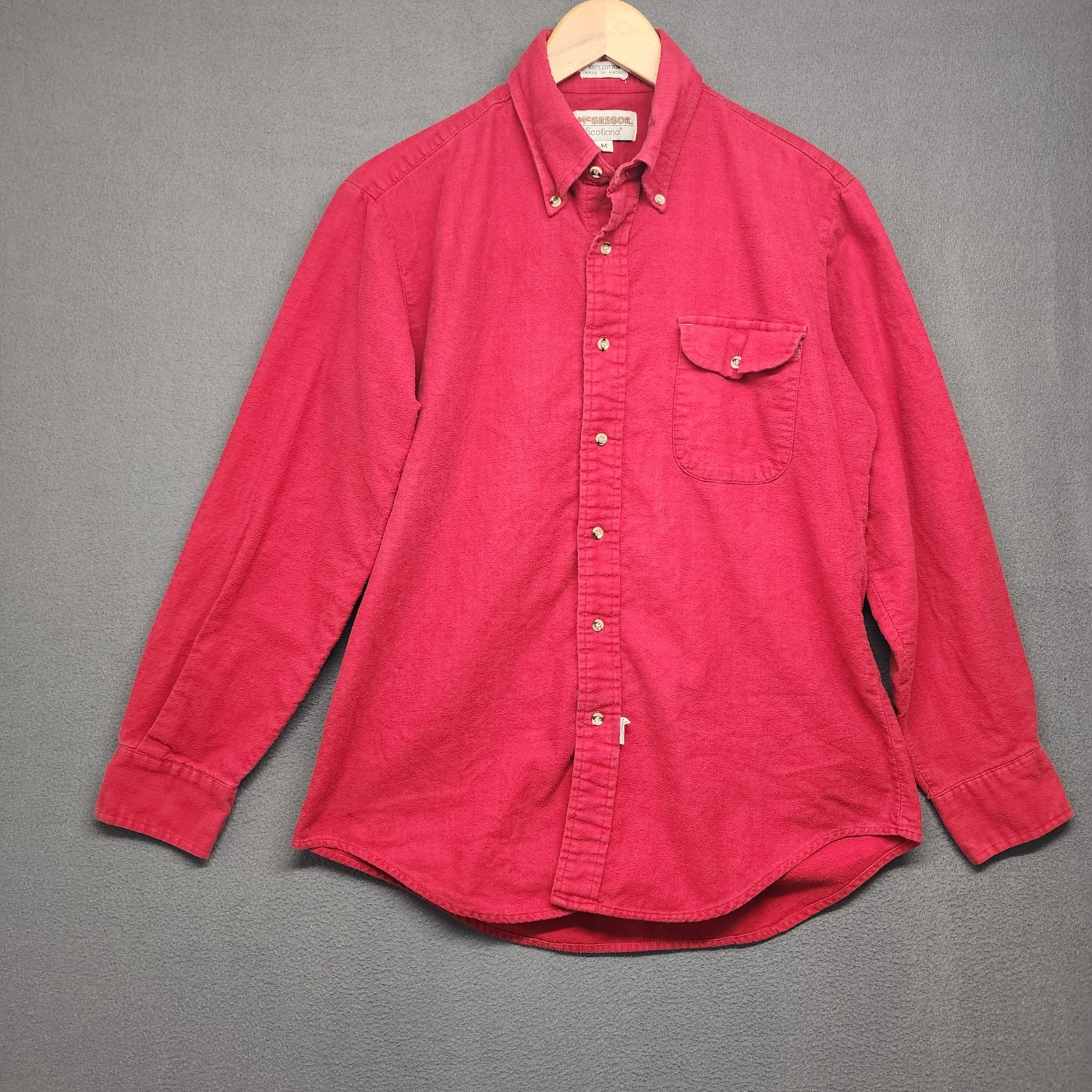 Mcgregor Scotland Mens Shirt Medium Red Chamois Flannel Long Sleeve Button Up